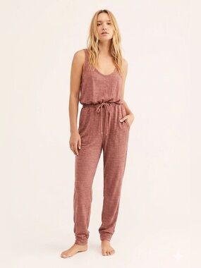 Free People Beach Bicoastal Jumpsuit Size Large Colour Cowboy Burnt Orange